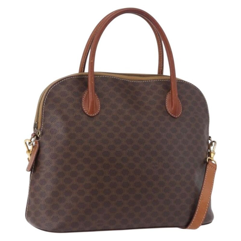 Celine Macadam Leather Brown Pvc Handbag